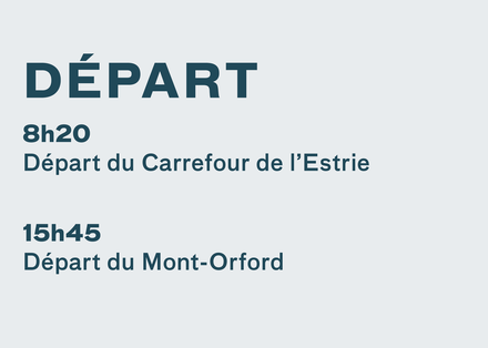 Mont-Orford / Sherbrooke Shuttle Ticket - Departure (8:20 - 3:45 p.m.)