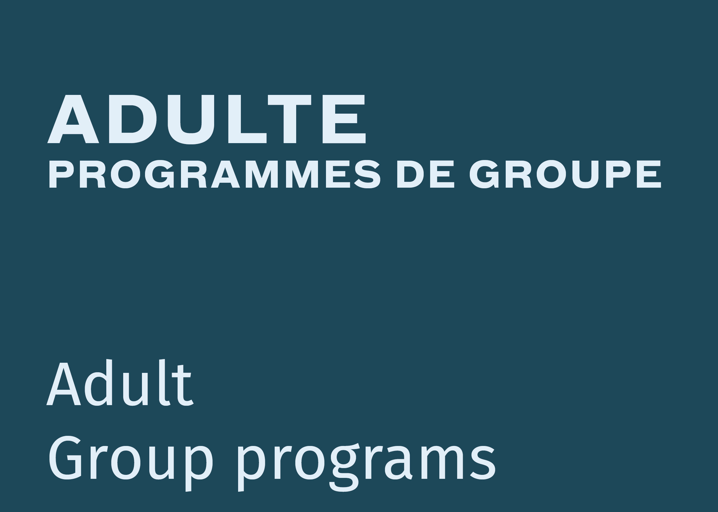 Adult - Group programs